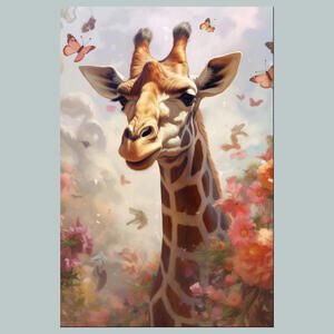 #0193-SM Giraffe with Flowers 4x6 Glossy Photo - Fast-Secure Shipping
